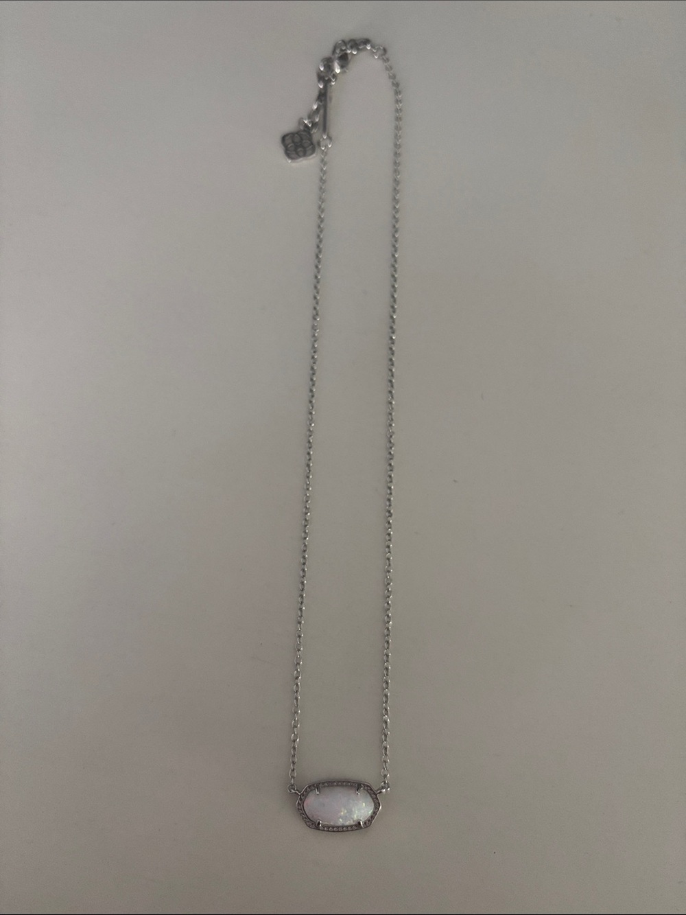 Kendra Scott Silver Opal Pendant Necklace - White Opalescent Stone